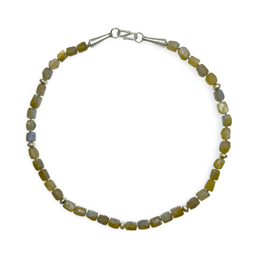 Statement - Halskette aus Labradorit und Silberperlen - Atelier Tibet
