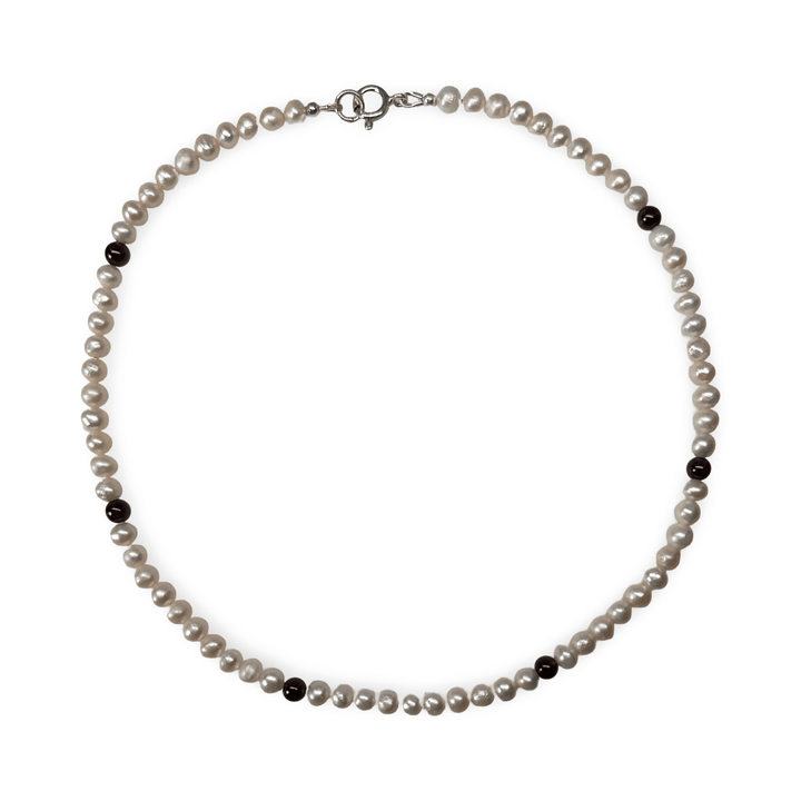 Süsswasserperlen-Kette mit Granat - Atelier Tibet