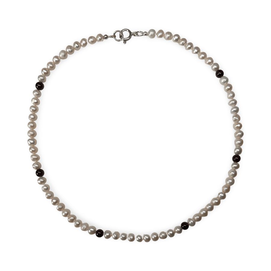 Süsswasserperlen-Kette mit Granat - Atelier Tibet