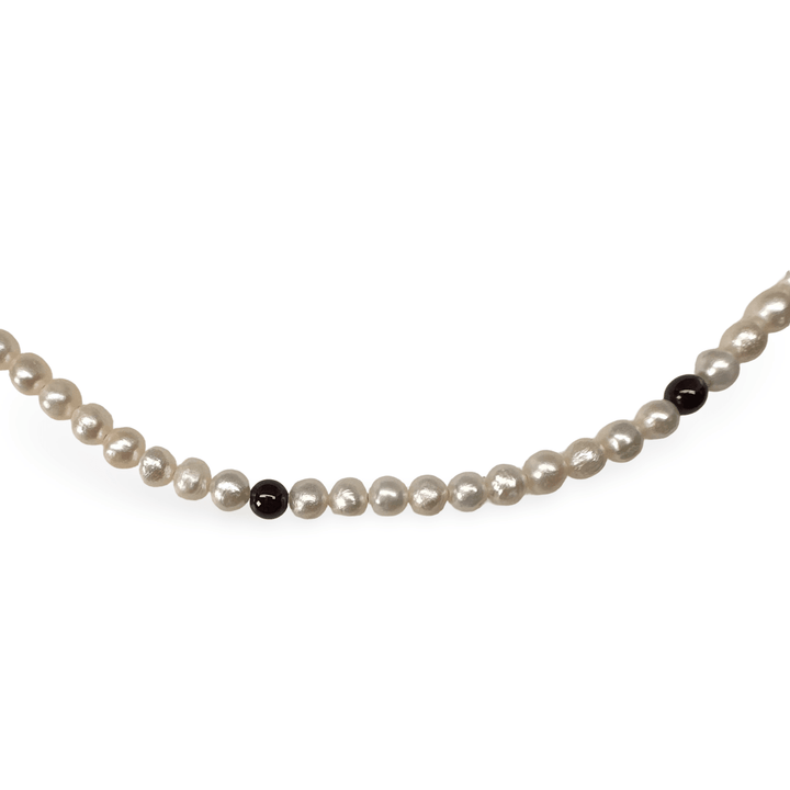 Süsswasserperlen-Kette mit Granat - Atelier Tibet