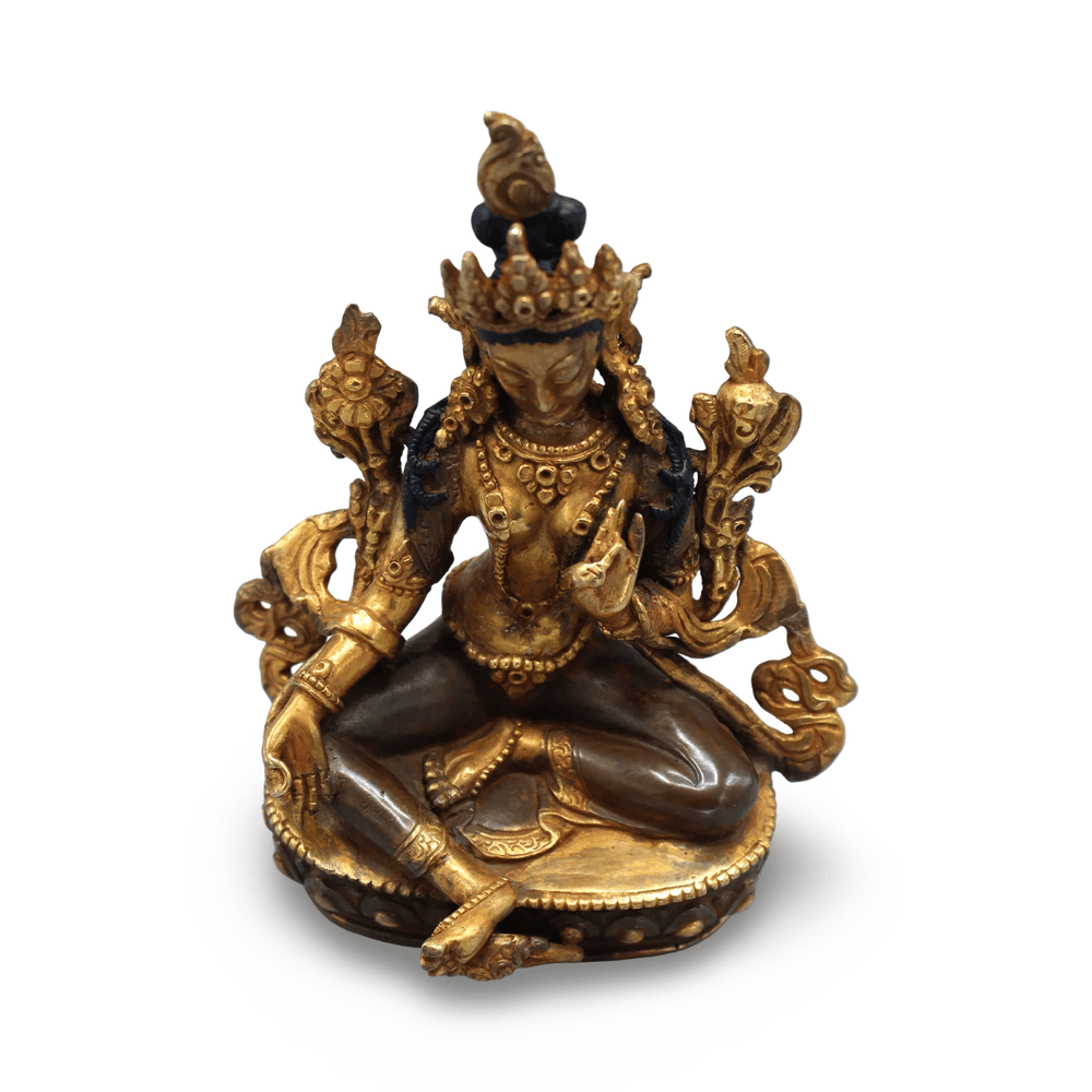 Teilvergoldete Kupferstatue «Grüne Tara» - Atelier Tibet