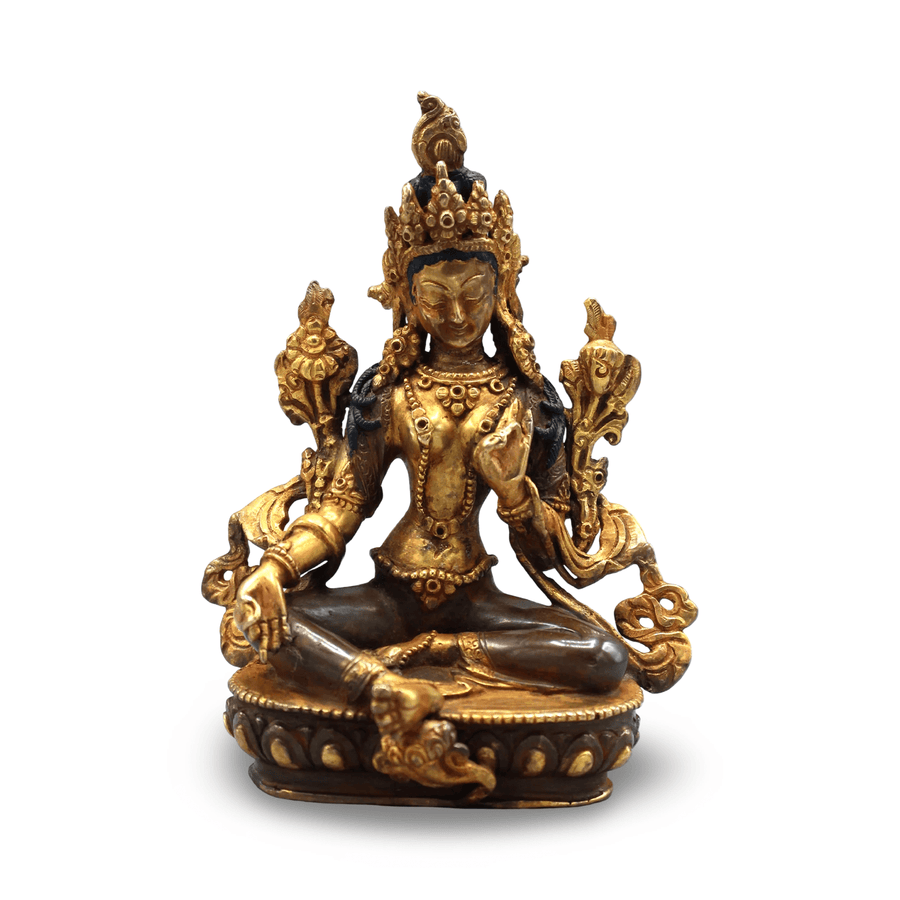 Teilvergoldete Kupferstatue «Grüne Tara» - Atelier Tibet