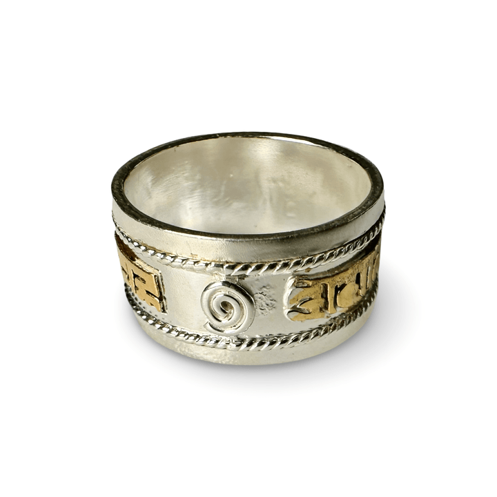 Teilvergoldeter Mantra - Ring aus Silber - Atelier Tibet