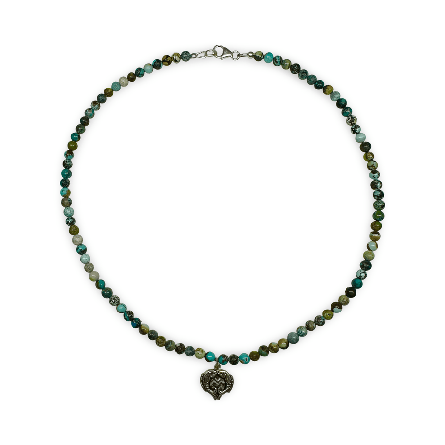 Tibet Türkis - Kette mit Silber - Glückssymbol - Anhänger «zwei goldene Fische» - Atelier Tibet