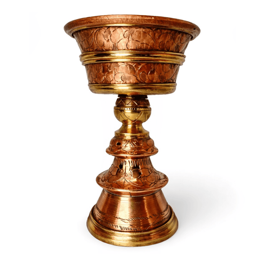 Tibetische Butterlampe «Dipa» aus Kupfer und Messing - Atelier Tibet