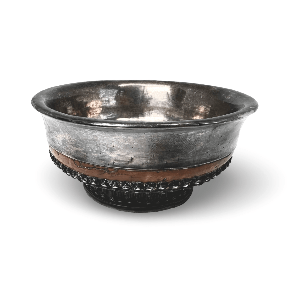 Tibetische Butterteeschale – Silber und Holz - Atelier Tibet