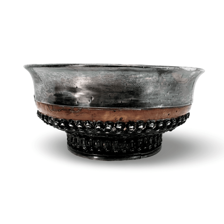 Tibetische Butterteeschale – Silber und Holz - Atelier Tibet