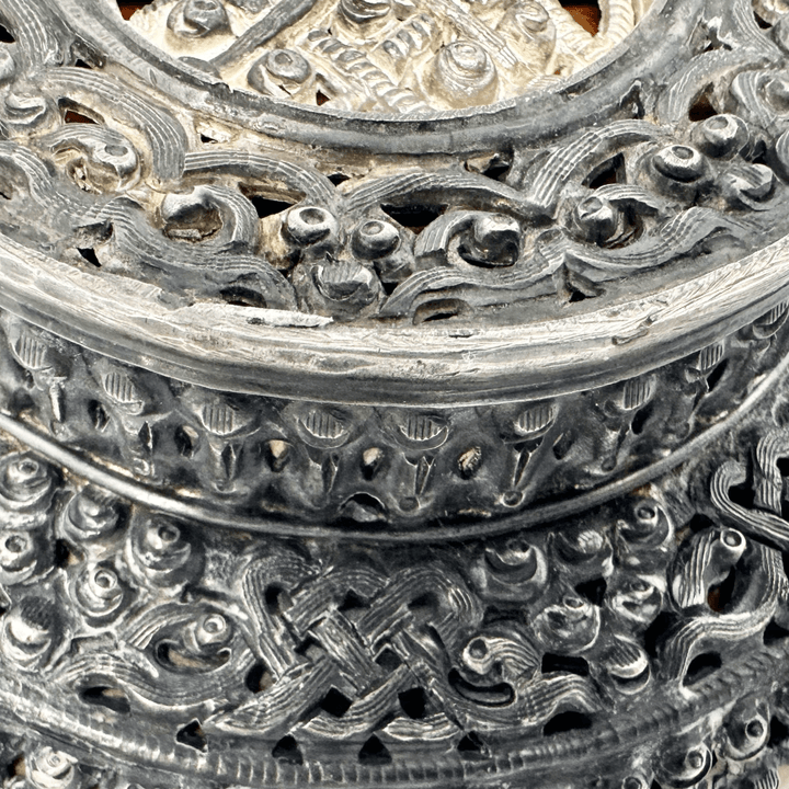 Tibetische Butterteeschale – Silber und Holz - Atelier Tibet