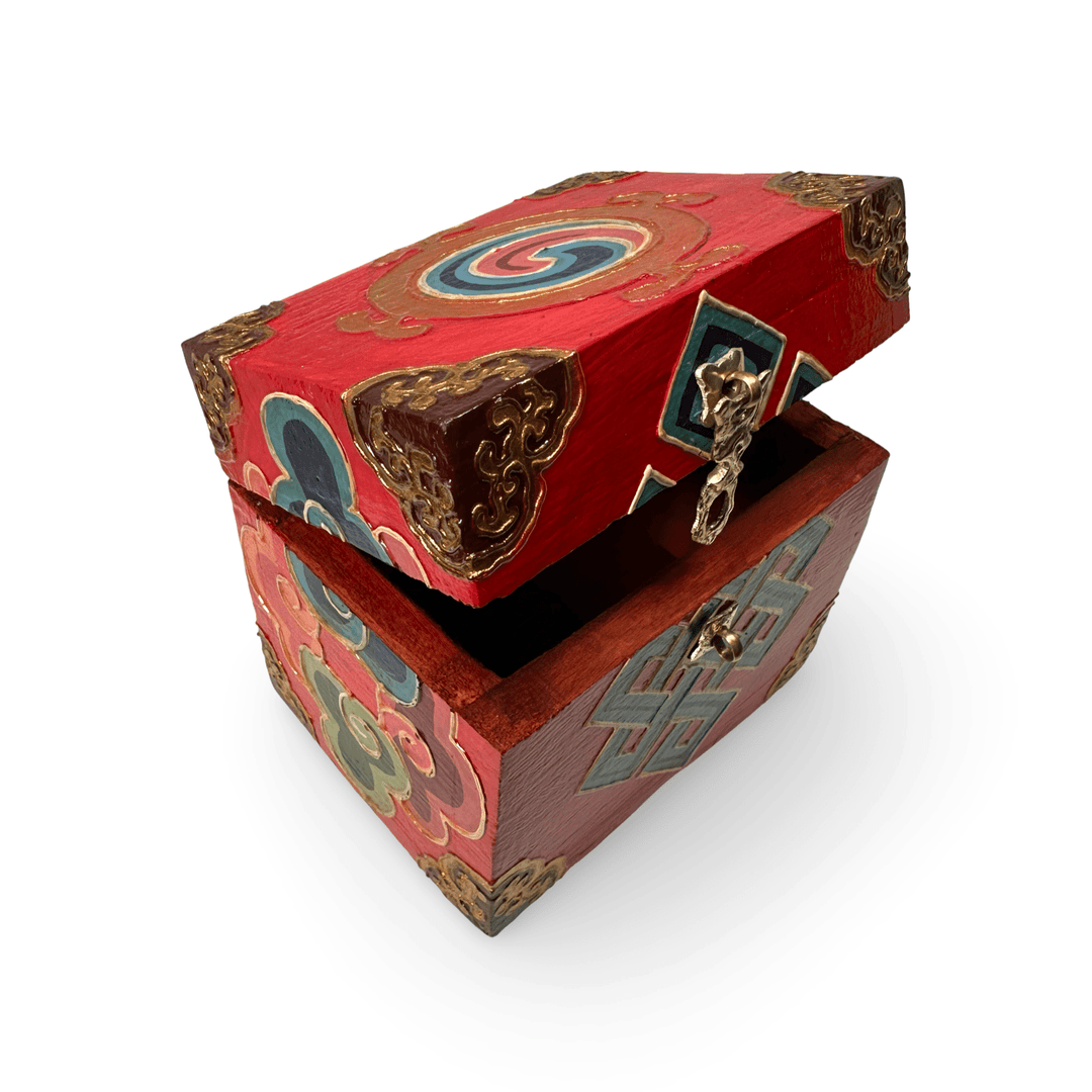 Tibetische Holzschatulle «Unendlicher Knoten» - Atelier Tibet