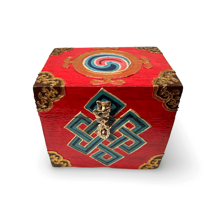Tibetische Holzschatulle «Unendlicher Knoten» - Atelier Tibet