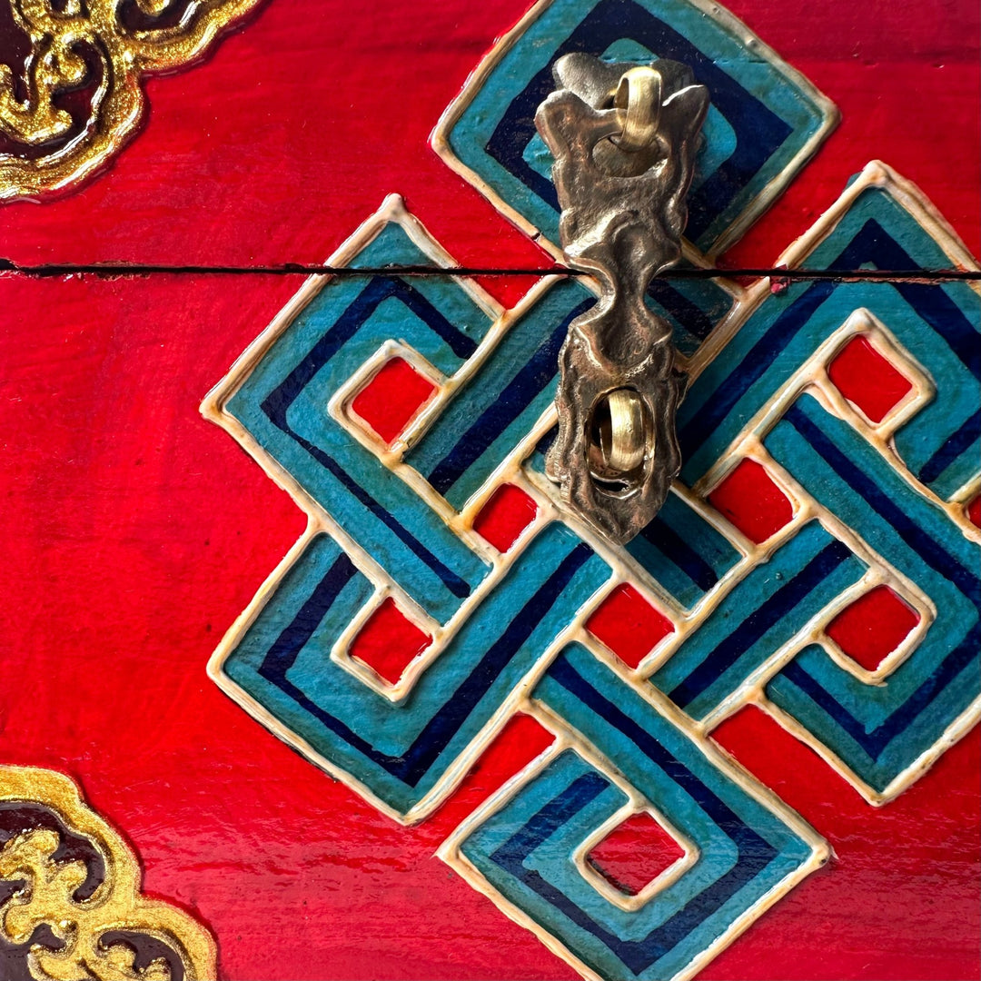 Tibetische Holzschatulle «Unendlicher Knoten» - Atelier Tibet