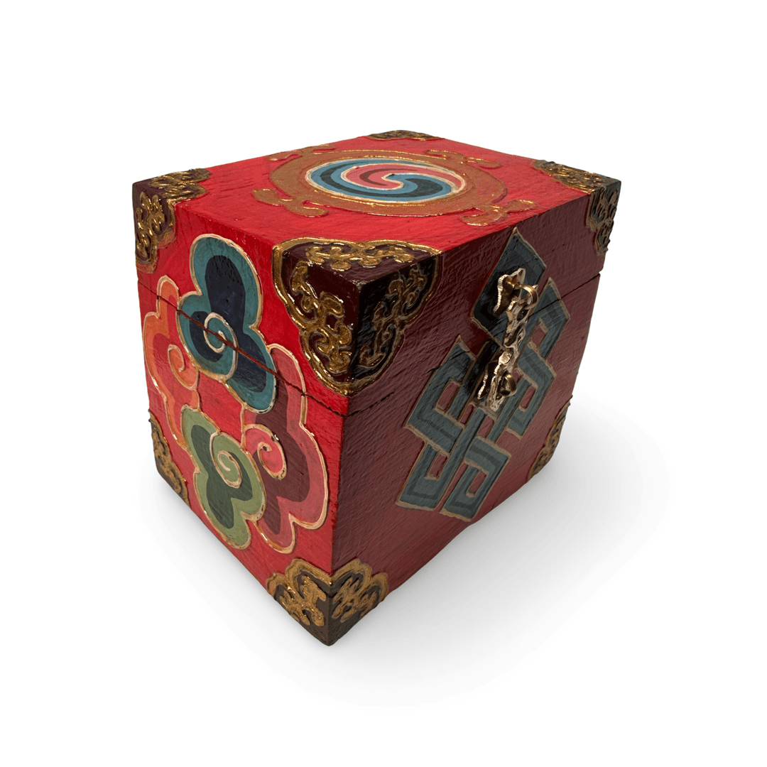 Tibetische Holzschatulle «Unendlicher Knoten» - Atelier Tibet