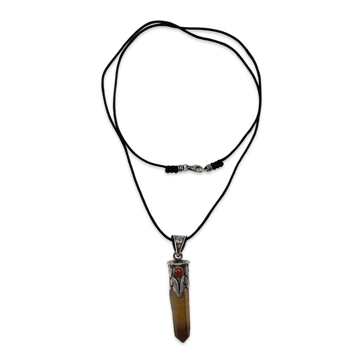 Tibetischer Anhänger mit Citrin und Koralle - Atelier Tibet