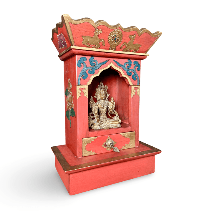 Tibetischer Schrein mit Dharmarad und Hirschen - Atelier Tibet