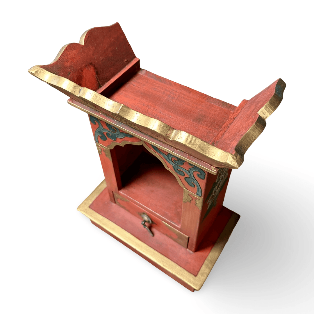 Tibetischer Schrein mit Dharmarad und Hirschen - Atelier Tibet