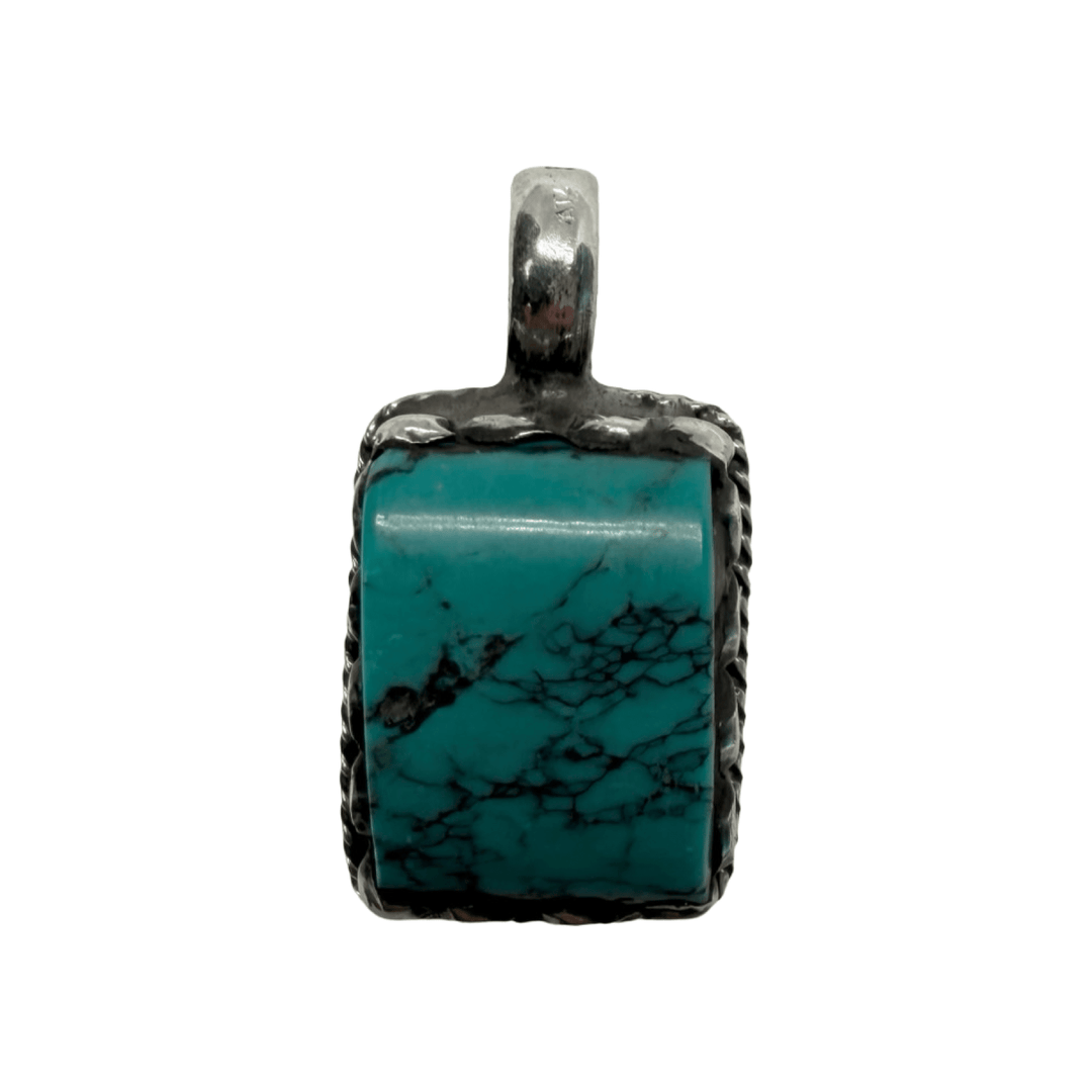 Tibetischer Silber-Anhänger mit grossem Türkis - Atelier Tibet