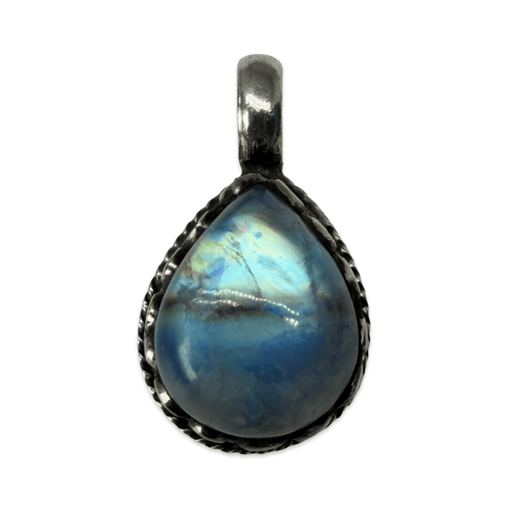 Tibetischer Silber-Anhänger mit Mondstein - Atelier Tibet
