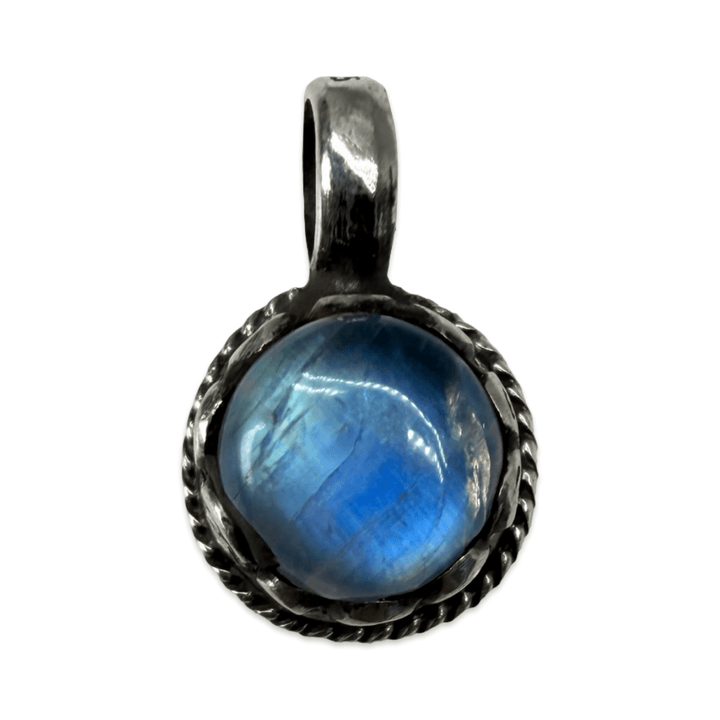 Tibetischer Silber-Anhänger mit Mondstein - Atelier Tibet