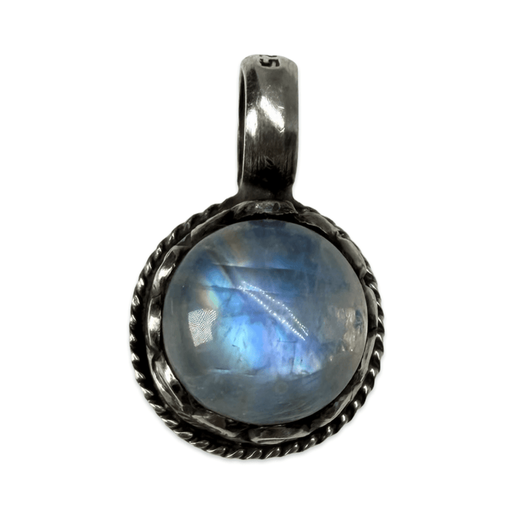 Tibetischer Silber-Anhänger mit Mondstein - Atelier Tibet