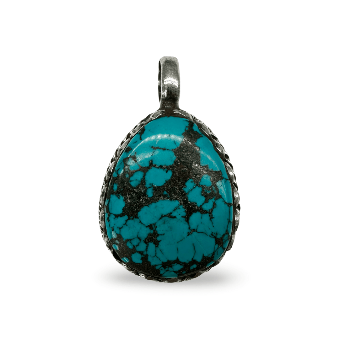 Tibetischer Silber - Anhänger mit grossem Türkis - Atelier Tibet