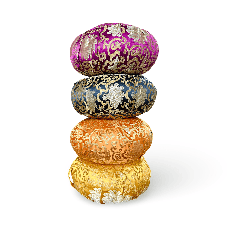 Tibetisches Brokat - Meditationskissen mit Lotus - Design - Atelier Tibet