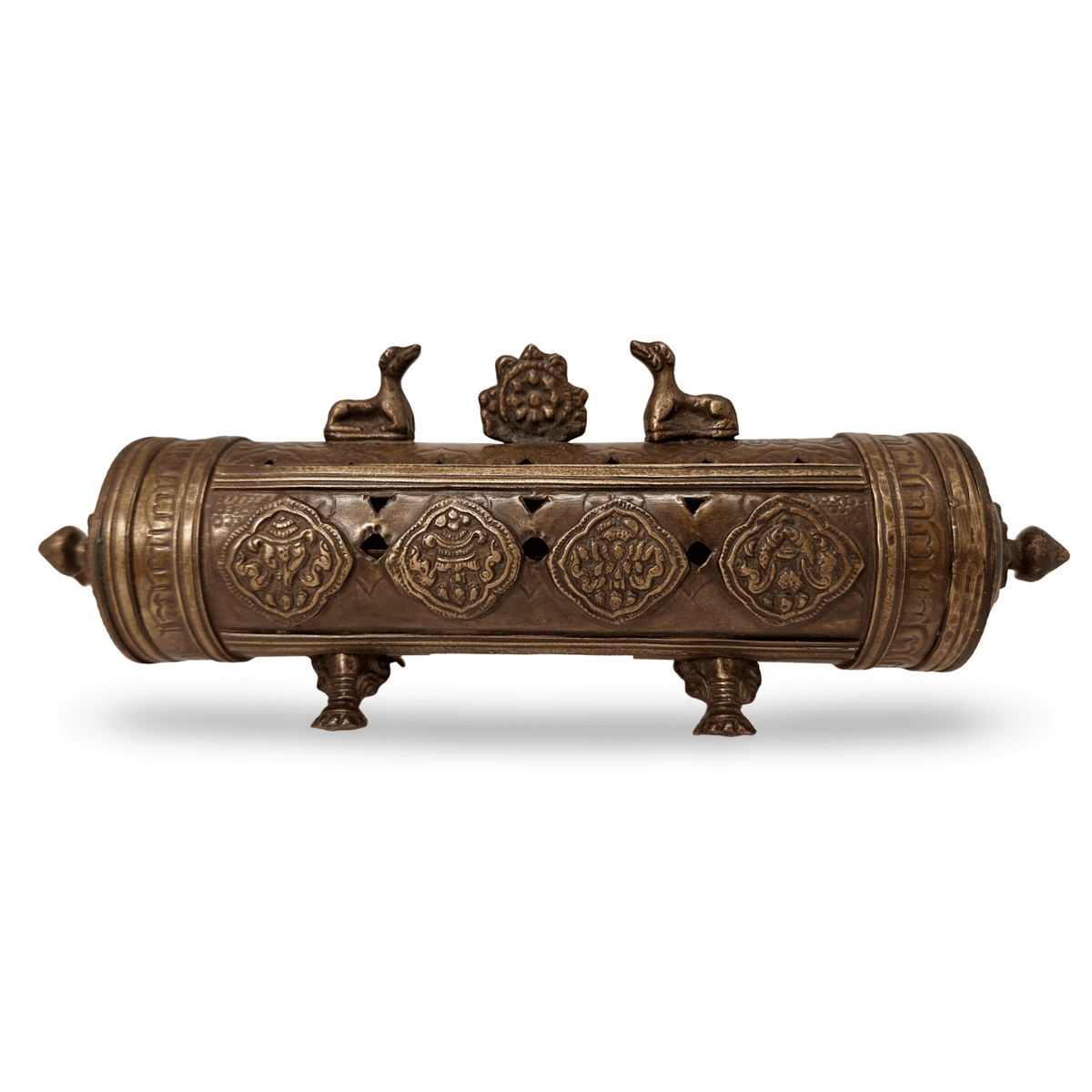 Tibetisches Kupfer - Räuchergefäss mit Hirschen und Lebensrad - Atelier Tibet