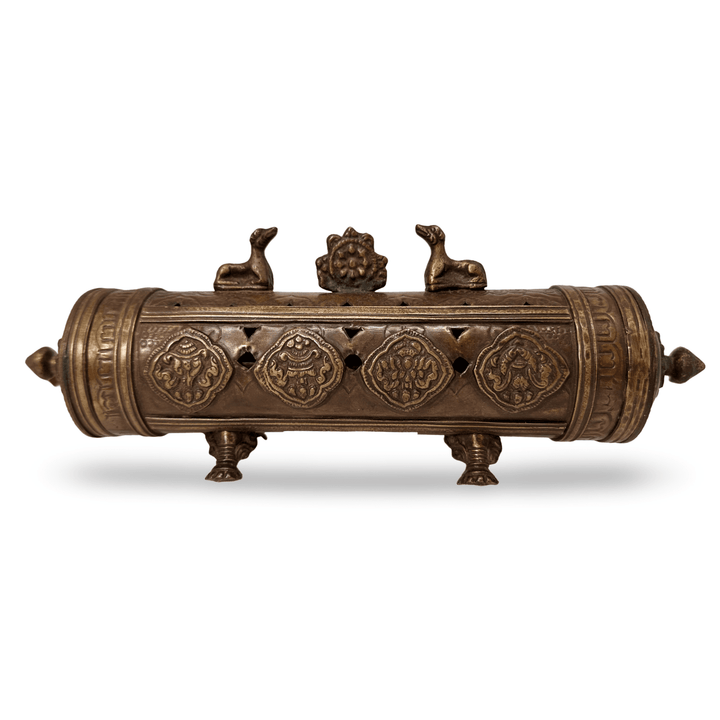 Tibetisches Kupfer - Räuchergefäss mit Hirschen und Lebensrad - Atelier Tibet
