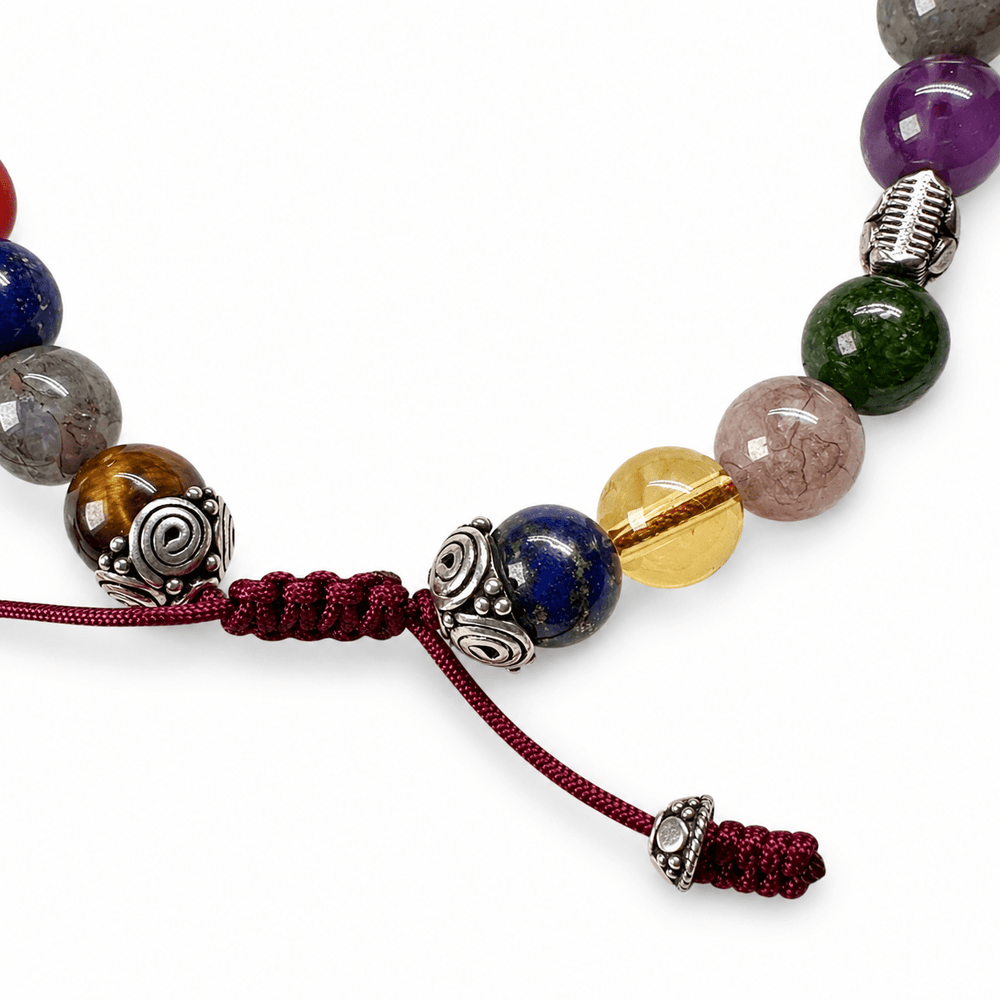 Tibetisches Multistein - Mala - Armband mit Silberelementen - Atelier Tibet