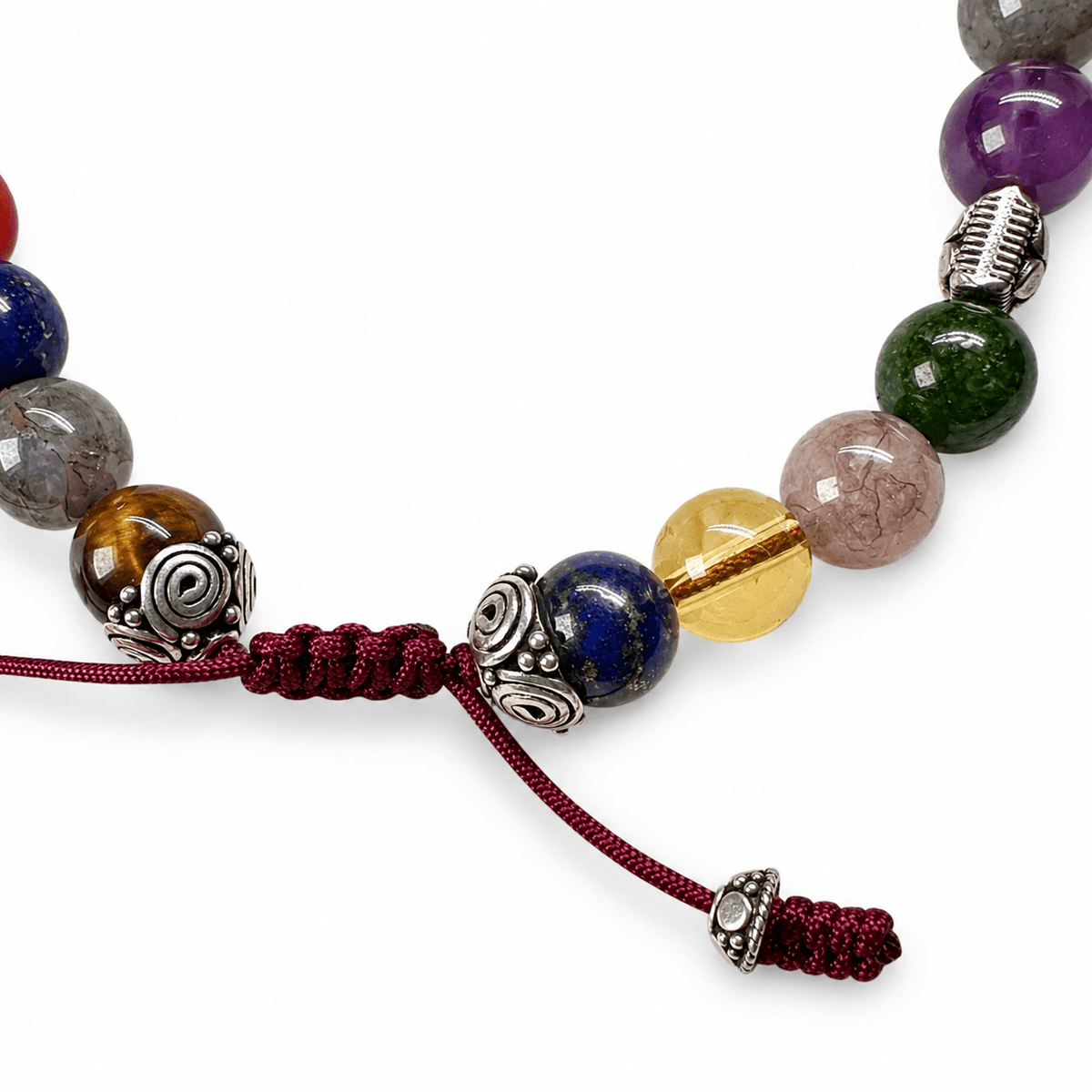 Tibetisches Multistein - Mala - Armband mit Silberelementen - Atelier Tibet