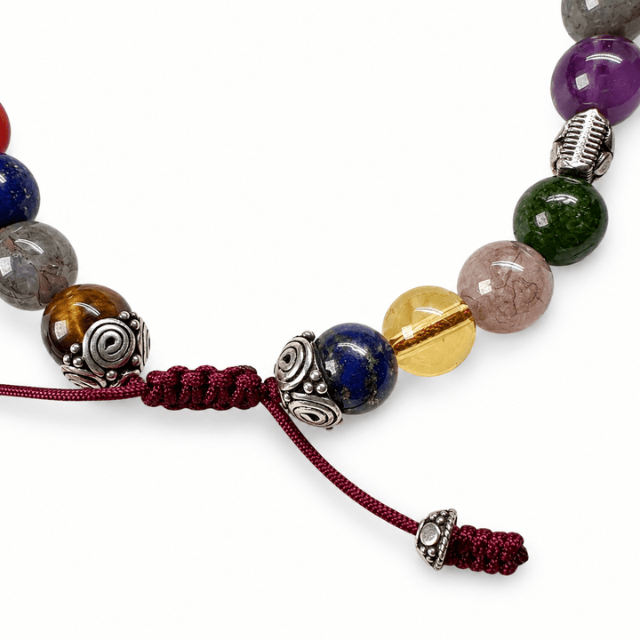 Tibetisches Multistein - Mala - Armband mit Silberelementen - Atelier Tibet