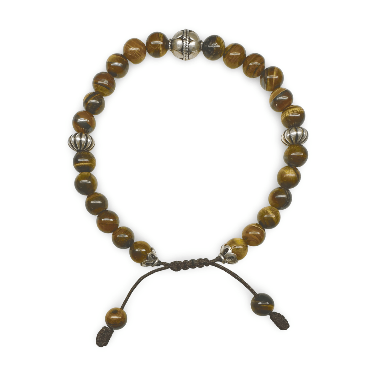 Tigerauge Mala - Armband mit Silber - Perlen - Atelier Tibet