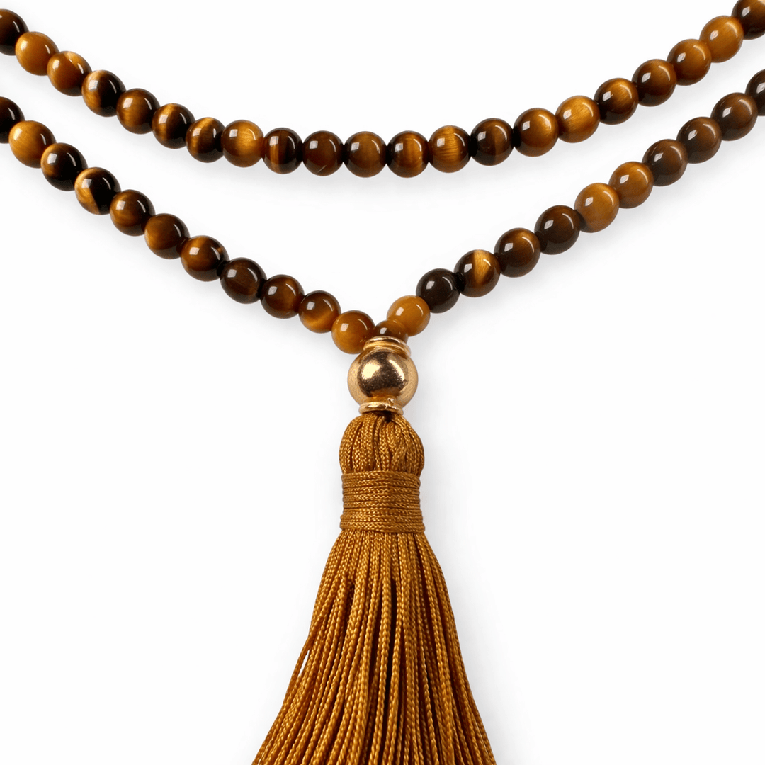 Tigerauge - Mala mit Quaste - Atelier Tibet