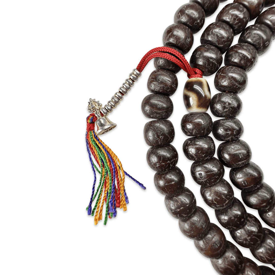 Traditionelle Bodhi Samen Mala mit Koralle, Dzi und Tibet Türkis - Atelier Tibet