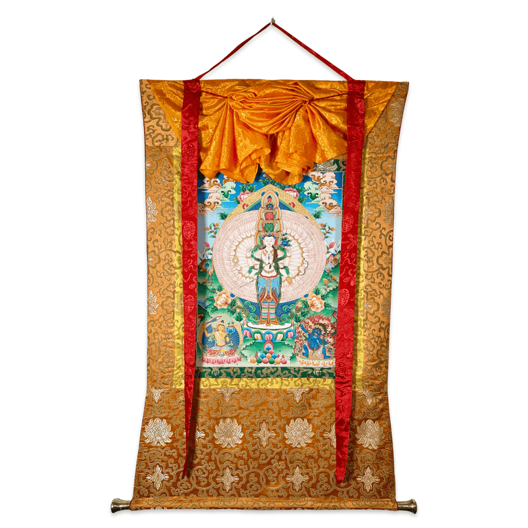 Traditionelle Thangka «Avalokiteshvara», «Manjushri», «Vajrapani» - Atelier Tibet