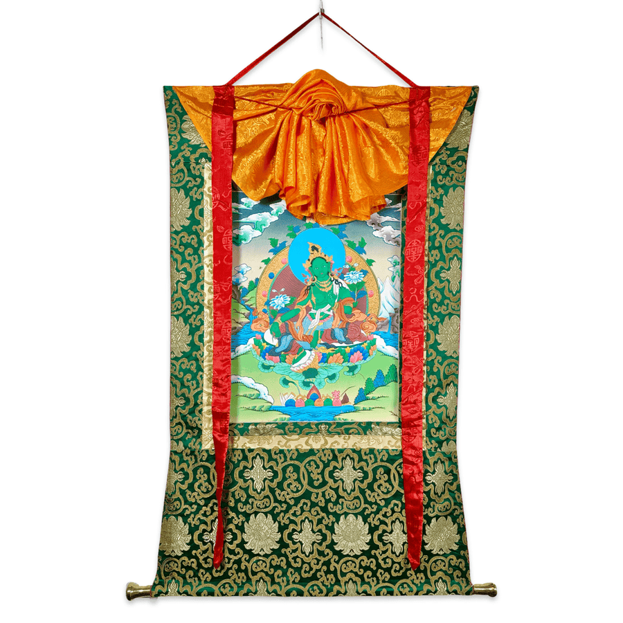 Traditionelle Thangka «Grüne Tara» - Atelier Tibet