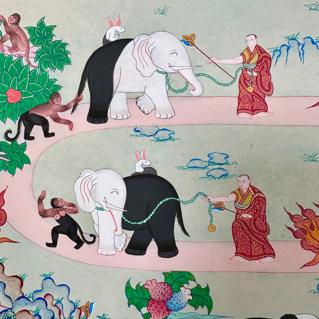 Traditionelle Thangka «Pfad der Meditation» - Atelier Tibet