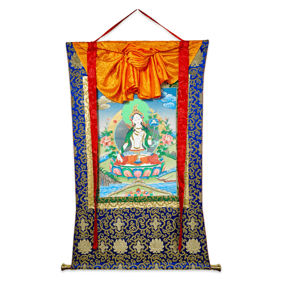 Traditionelle Thangka «Weisse Tara» - Atelier Tibet