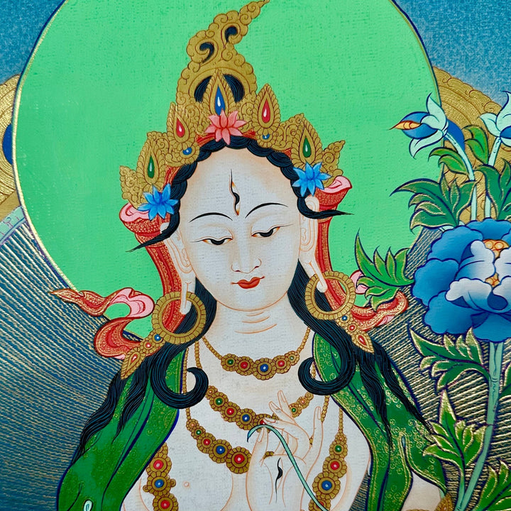 Traditionelle Thangka «Weisse Tara» - Atelier Tibet