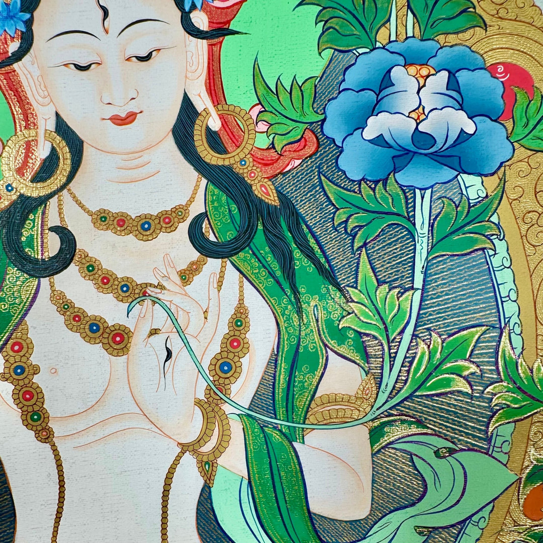 Traditionelle Thangka «Weisse Tara» - Atelier Tibet