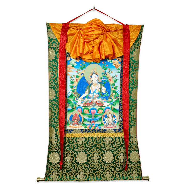 Traditionelle Thangka «Weisse Tara», «Amitayus», «Namgyalma» - Atelier Tibet