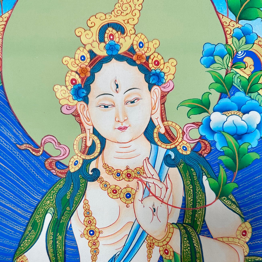 Traditionelle Thangka «Weisse Tara», «Amitayus», «Namgyalma» - Atelier Tibet