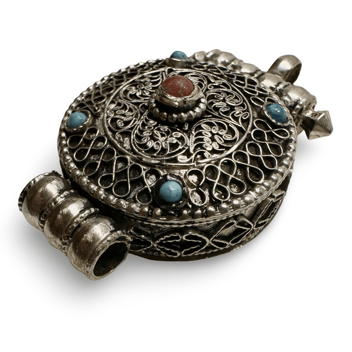 Traditioneller Mantra Ghau Anhänger aus Silber - Atelier Tibet