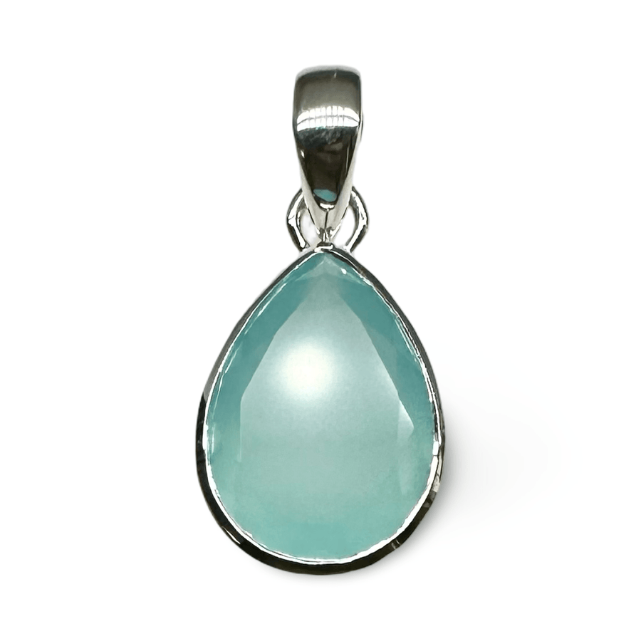 Tropfenförmiger Aqua Achat Anhänger - Atelier Tibet