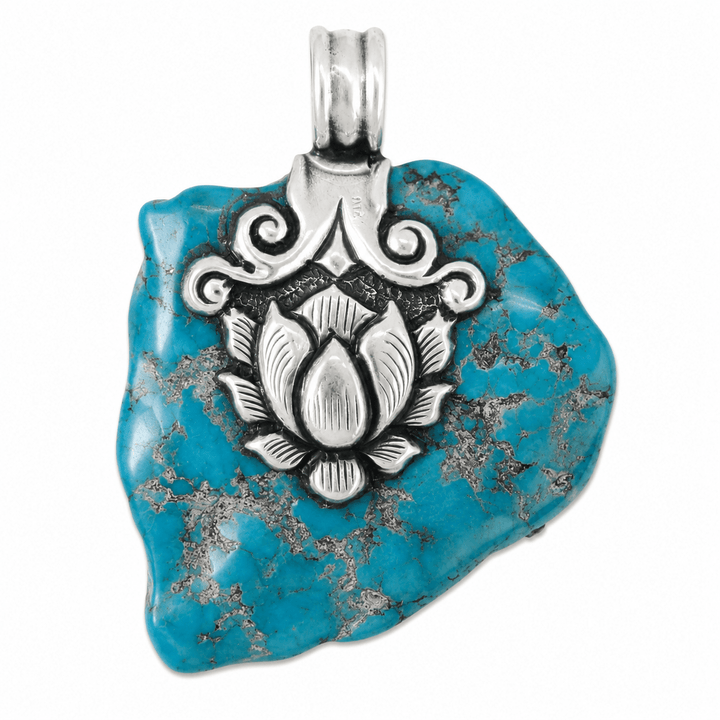 Türkis-Anhänger mit Silber-Garuda und Koralle - Atelier Tibet