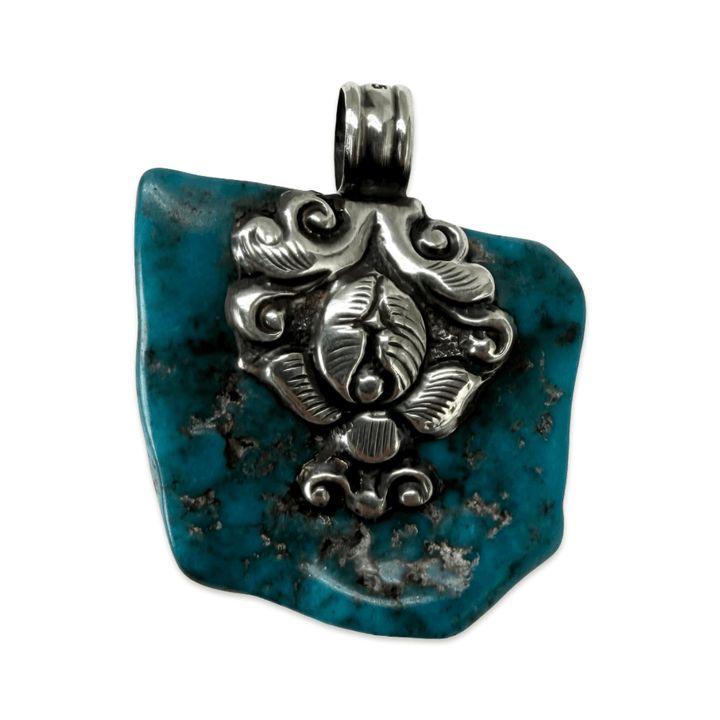 Türkis-Anhänger mit Silberelefant und Koralle - Atelier Tibet