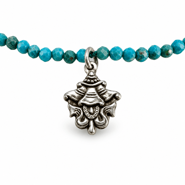 Türkis-Kette mit Siegesbanner aus Silber - Atelier Tibet