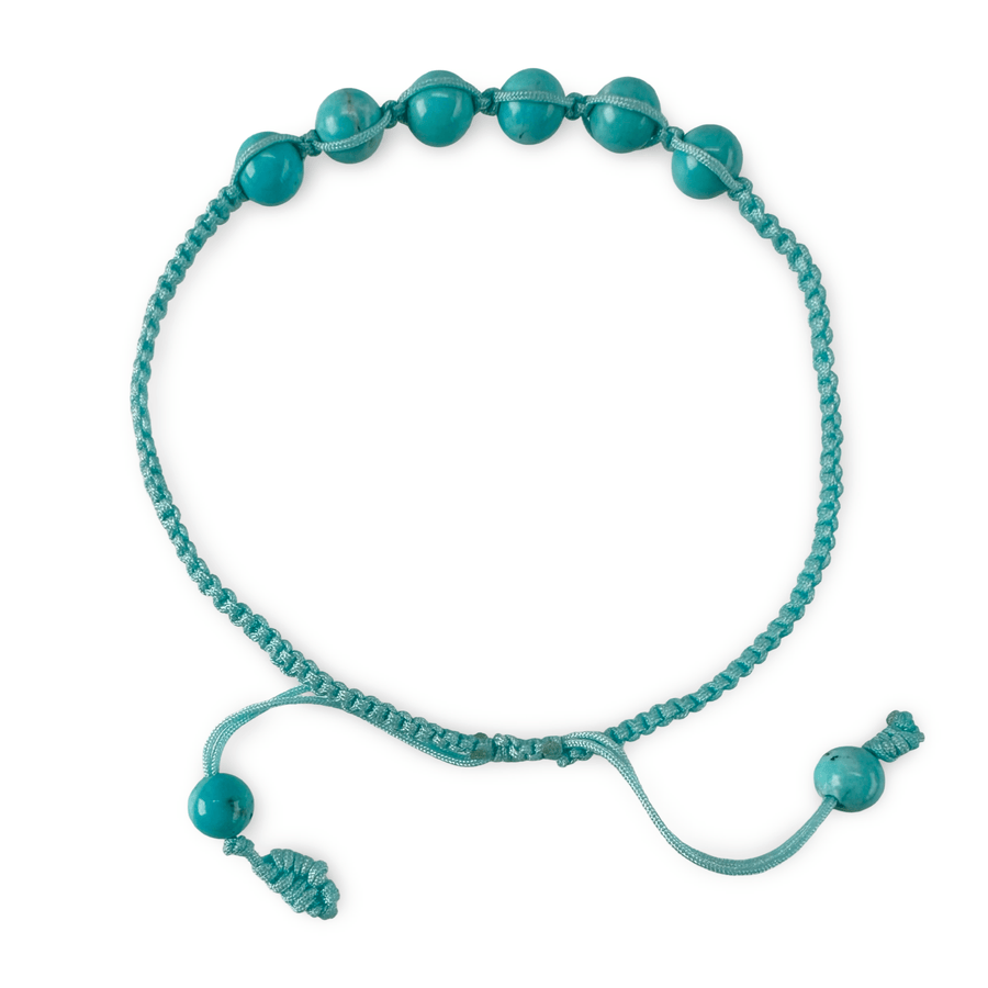 Türkisfarbiges handgeknüpftes Armband mit Türkis - Perlen - Atelier Tibet