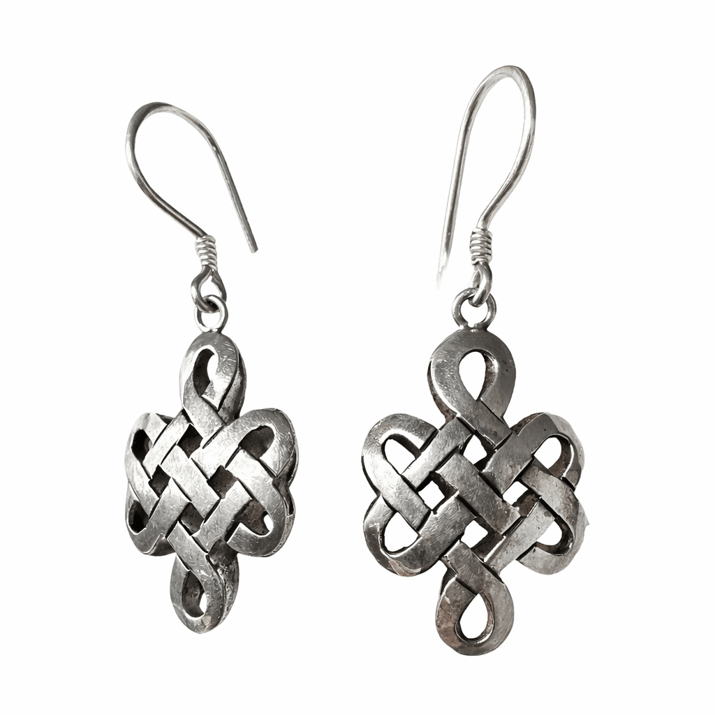 «Unendlicher Knoten» Ohranhänger aus Silber - Atelier Tibet