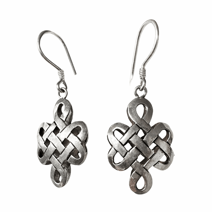 «Unendlicher Knoten» Ohranhänger aus Silber - Atelier Tibet
