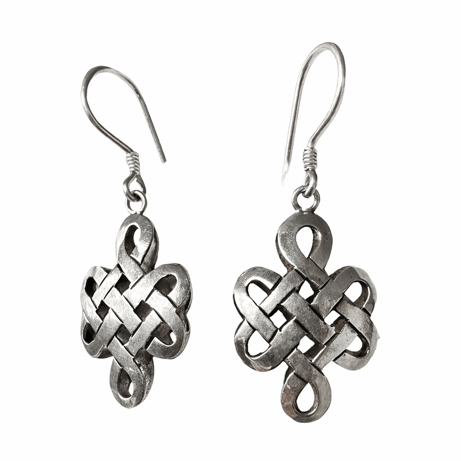 «Unendlicher Knoten» Ohranhänger aus Silber - Atelier Tibet
